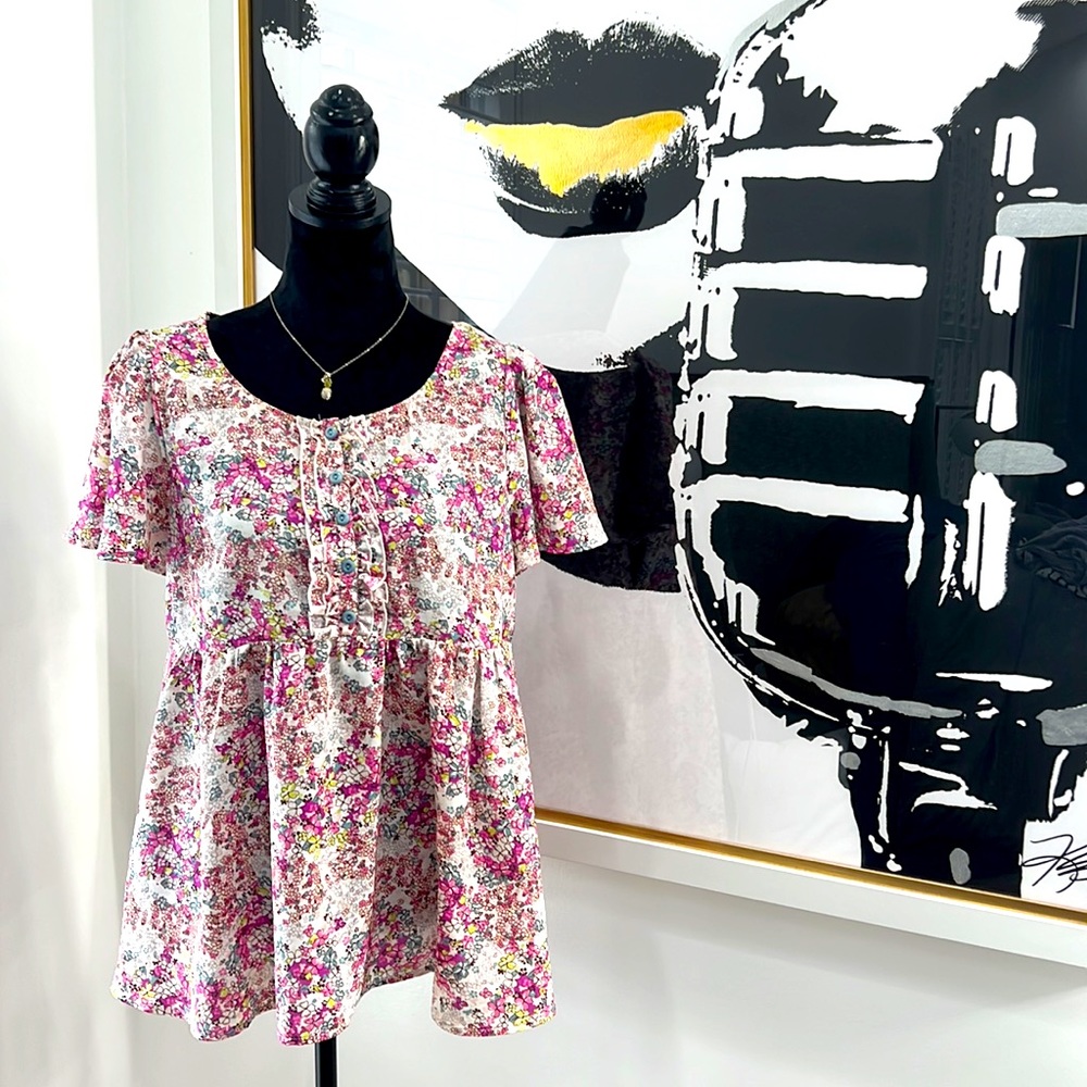 Forever 21 Floral Babydoll Top, Size L